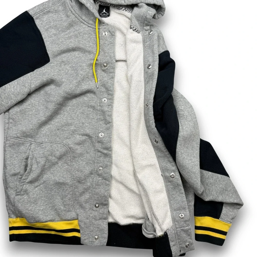 Jordan Snap Up Hoodie Mens XLT Gray‎ Black Yellow Colorblock Jumpman Logo